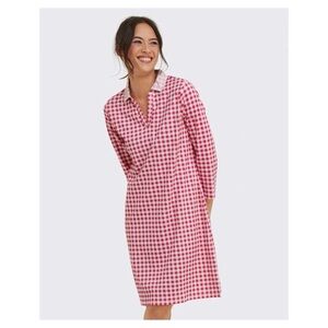 Draper James X Land's End Pink Gingham Polo Dress Quarter Sleeve Small